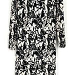 Max Mara Weekend Womens Floral 3/4 Sleeve Tie Waist Midi Dress Black White Size 6 Photo 0