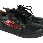 Inkkas Leather Sneaker Shoes Womens 7 Mens 4 Black Embroidered Aztec Multicolor Photo 0