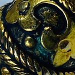 Gold Brass Color Clip On Earrings Boho Textured Metal (has discolored spot) Photo 3