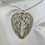 Early 2000's Chunky Witchy Whimsygoth Silver Rhinestone Goth Angel Wing Necklace Photo 1