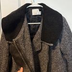 Vince Shawl Collar Asymmetric-Zip Coat Wool Leather Photo 5