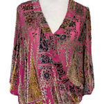 Anthropologie  Floreat Silk Blend Velvet Burnout Faux Wrap Blouse Top size XS Photo 0