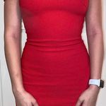 AG Adriano Goldschmied Red Off The Shoulder Bodycon Dress Photo 0