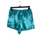 Aqua Blue Satin Feel Sleeveless Button Lace Top Shorts Pajama Set 1XLT Size 1X Photo 3