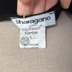 Sharagano  Womens Vtg Black Babydoll Ruched Tank Top Bow Sz L France V Neck Y2K Photo 5