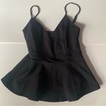 Lulus Lulu’s Black Peplum Top w/Adjustable Straps & Sheer Nylon Waist Detail Size Sm. Photo 7