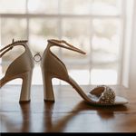Badgley Mischka  Cream and Silver Embellished Sandals Photo 1