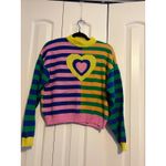 Daisy Street Colorblock Stripe Heart Mock Neck Sweater Women's Size M Photo 2