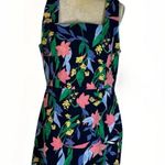 J.Crew Factory Women 12 Navy Blue Floral Basketweave Square-Neck Sheath Dress Photo 2