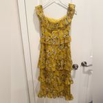 Tularosa Lily Midi Dress Tiered Ruffle Yellow Floral size XS Off Shoulder Garden Photo 3