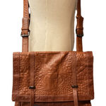 Kenneth Cole  New York Brown Croc Leather Messenger Crossbody Bag‎ Cognac Photo 0