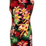 VTG Womens Tropical Print Dress Size 8 Floral Resort Wear Vacation Maximalist Green Photo 4