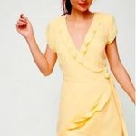 Aritzia Sunday Best Savoy Yellow Ruffle V-Neck Wrap Mini Dress Short Sleeve 10 Photo 0
