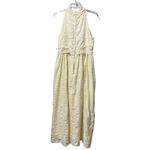 Vintage 60s 70s Beige halter maxi dress wedding Size Medium Lined Lace Zipper Photo 1