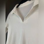 Cute white crop top. Women’s small. Ribbed. Long sleeve. Collar. V Photo 1