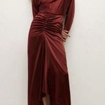 Veronica Beard Sabri Ruched Stretch-silk Satin Midi Dress - Red $1278.00… Photo 1