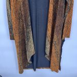Amanda Smith Vintage Amanda Cardigan Womens XL Orange Brown Stripe Fall Open Front Side Slits Photo 2