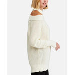 Free People  Half Moon Bay Pullover Sweater Ivory NWT Size Medium Photo 5