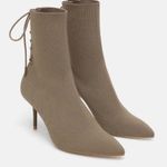 ZARA  woman’s stretch fabric high heel lace up boots Sz 41 Photo 0