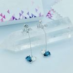 Sterling Silver I Love You Mom Simulated Sapphire Drop Earrings Photo 0
