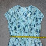 Vince  Floral Crushed‎ Satin Midi Dress Pale Lagoon L Photo 6