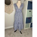 Tuckernuck  O.P.T. Blue White Striped Flounce Ruffle Cut-out Stella Maxi Dress S Photo 2
