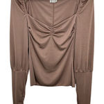 Free People Intimately  Size Large Ciao Bella Long Sleeve Ruched Top Brown Ribbed Photo 0