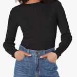 Steve Madden NWOT Xandra Black Ribbed Viscose Long Sleeve Bodysuit Size L Photo 0