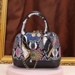 Faux Leather Snakeprint Blue Multi Handbag/ Croosbody 8” x 6.25” x 3.5” Black Photo 1