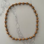 Madewell Wooden Beaded Necklace with Striped Beads 34" long in Tan and Black Photo 1