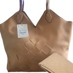 A.N.A. a new approach woven tote bag tan faux leather large shopper purse Photo 1