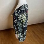 ZARA Black Green Tropical Long Sheer Sleeves Bodysuit Lace Up Medium Photo 5