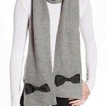 Kate Spade Grosgrain Bow Knit Scarf- Heathered Gray Wool Photo 0