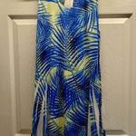 NWT India Boutique One Size Blue Palm Tree Embellished Asymmetric Hem Tank Dress Photo 0
