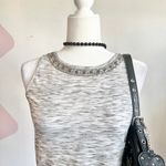 Ann Taylor Gray Beaded Neckline Top, Y2K, Boho, Indie, Coquette, Festival,‎ Retro, Small Photo 1