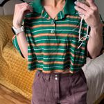 Urban Outfitters  Preston boxy cropped striped polo large green stripe Photo 8
