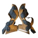 Korks Bagley Platform Cool Grey Leather Studded Chunky Heeled Strappy Sandals 8M Gray Size 8 Photo 3