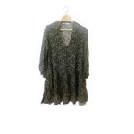 ZARA  Khaki Green Claris Printed‎ V-Neck Short Sleeve Dress Small Photo 1