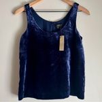 J.Crew NWT Velour Navy Blue Velvet Round Neck Sleeveless Tank Blouse Size 00 Photo 1