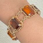 Vintage SARAH COVENTRY Wild Honey Amber Glass 7” Link Bracelet 44g. Gold Photo 3
