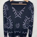 New Collection Italy Angora Blend Pullover Light Sweater tight Knit Abstract S/M Black Photo 0