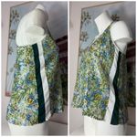 Clover Canyon  Green Blue Leaf Sequin Sheer Sleeveless Tank Top Blouse Sz Small Photo 2