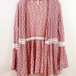 Sage  Marled Knit Lace Detail Bell Sleeve Open Cardigan Photo 0