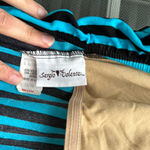 Vintage Sergio Valente retro striped one piece bathing suit Size 13/14 Blue Photo 2