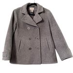L.L.Bean  Women Gray Wool Double Breasted Peacoat Jacket Size 8 Petite Photo 1