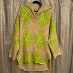 Free People Sunshine To Follow Lemon Sugar Fuzzy Argyle Sweater Small Photo 1