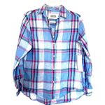 Grayson Threads The Hero 100% Linen Blue Plaid Button Down Top Anthropologie Photo 11