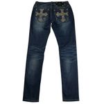 Miss Me Signature Rise Skinny Jeans Dark Wash Gold Cross Pocket JP592652 Size 28 Photo 4