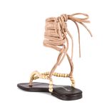 Jeffrey Campbell NEW ‎ Xeniah Sandals Size 8 Natural Beaded Lace Up Boho Flats Photo 2