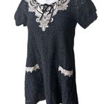 Axes Femme Black Lace Pullover Dress with White Lace Detail, Sz M Size M Photo 2